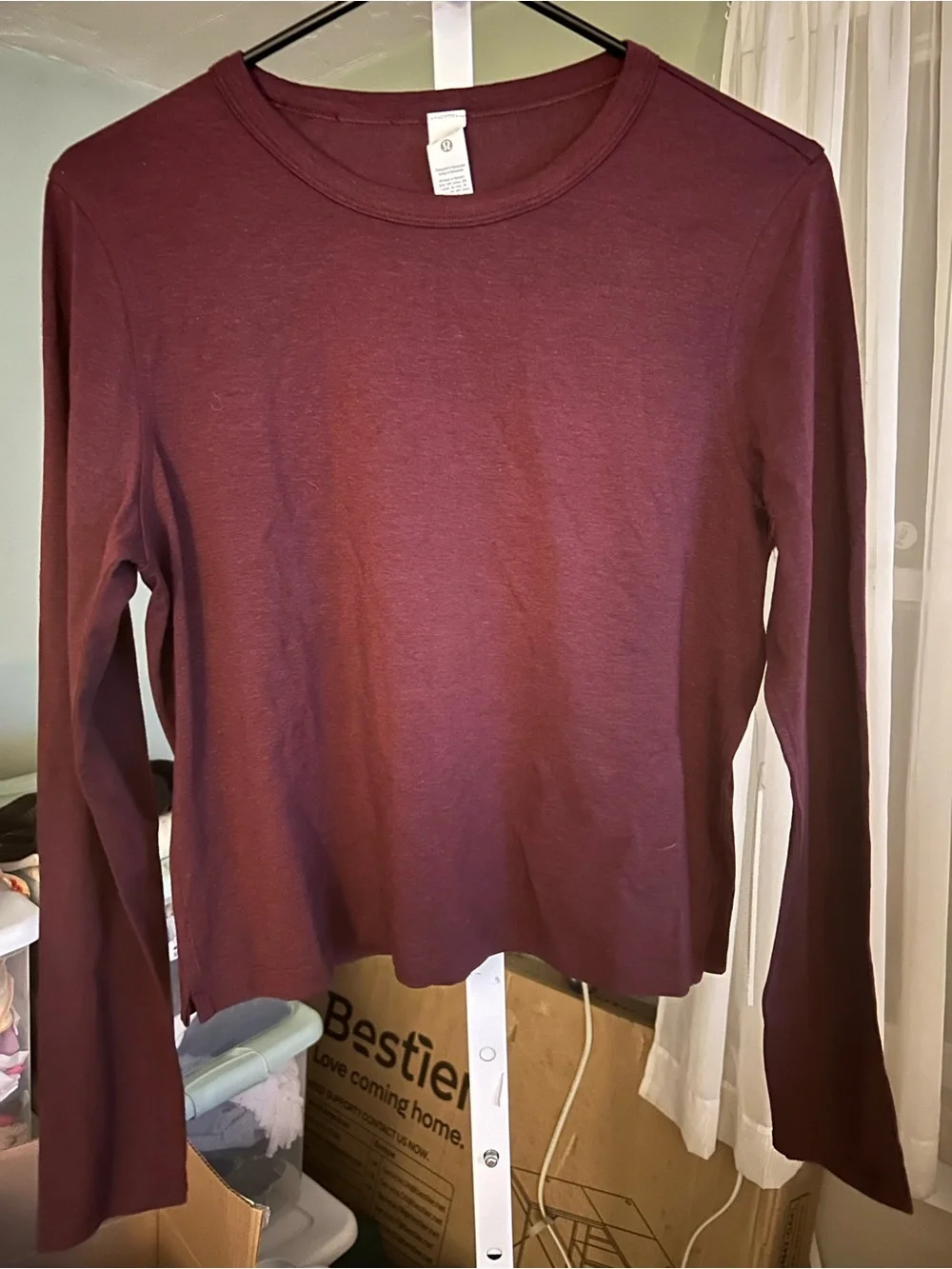 Lululemon classic Fit Cotton Blend Long Sleeve Tee in the color Garnet